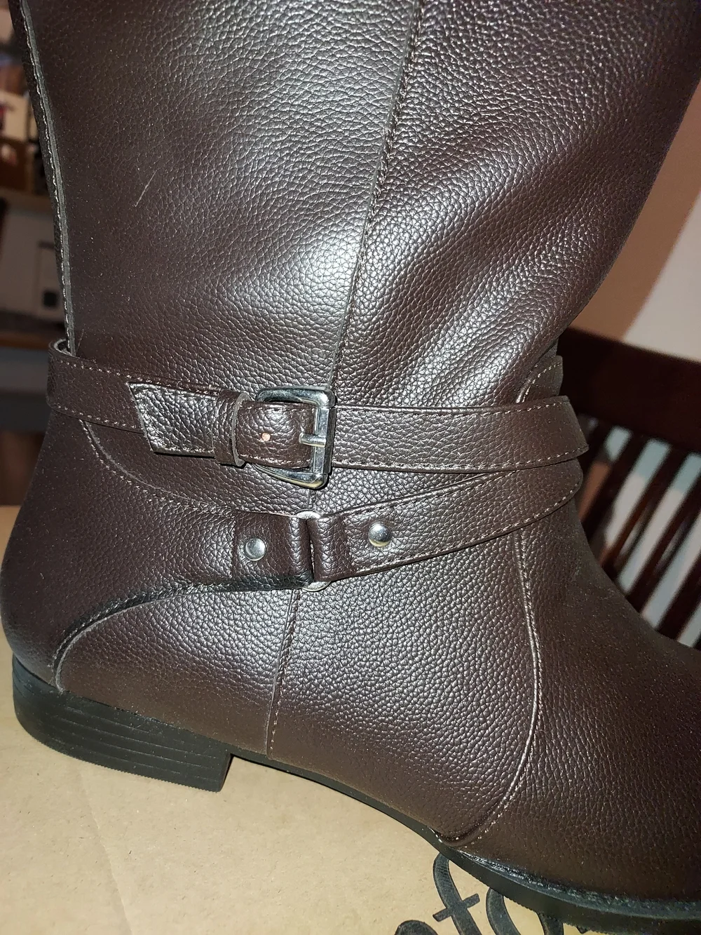 Women’s Comfortview Tall Brown Cowboy Boots - Classic Leather Look